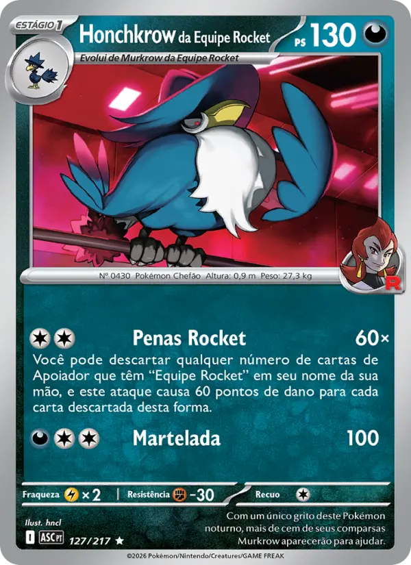 Honchkrow da Equipe Rocket – Pokémon TCG