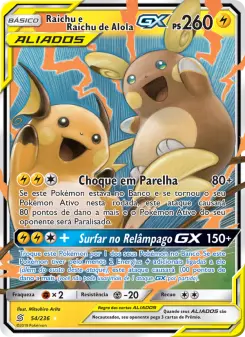 Raichu e Raichu de Alola GX – Carta Pokémon TCG