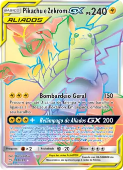 Pikachu e Zekrom GX – Carta Pokémon TCG