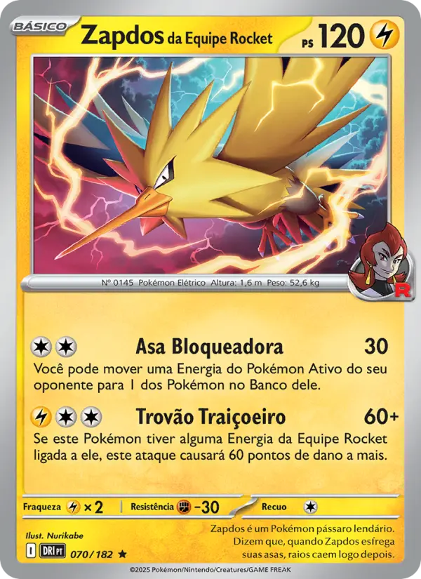 Zapdos da Equipe Rocket – Pokémon TCG